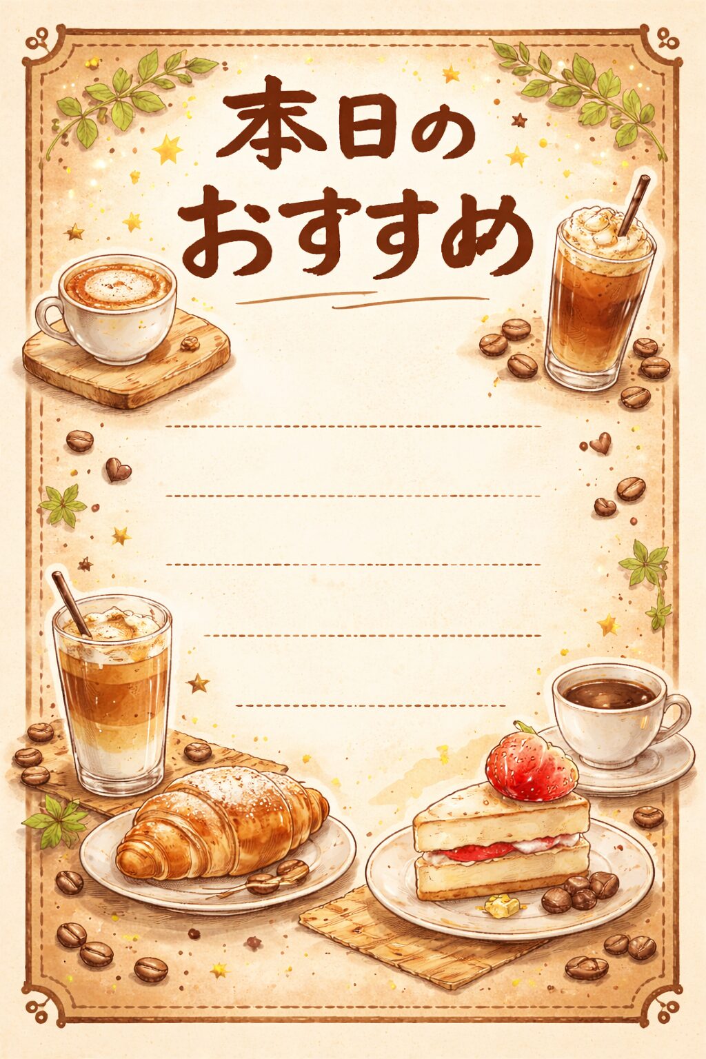 ChatGPT出力：カフェメニューボード