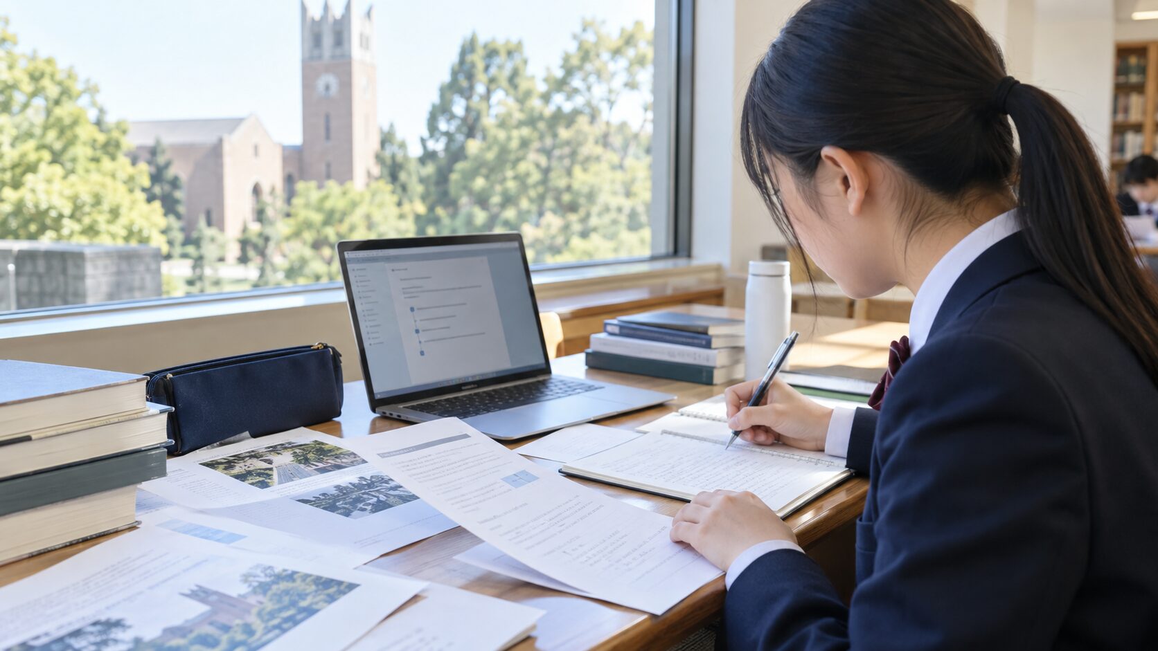 早稲田大学社会科学部の全国自己推薦入試に向けて活動記録と募集要項を確認する受験生